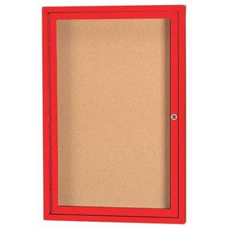 AARCO Aarco Products DCC2418RR 1-Door Enclosed Bulletin Board - Red DCC2418RR